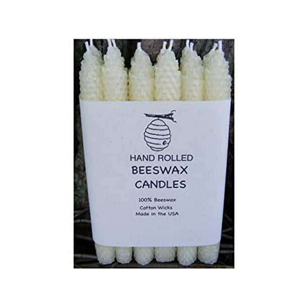 Hand Rolled 100/% Beeswax Candles White One Pair of 8/" Tapers Free shipping!